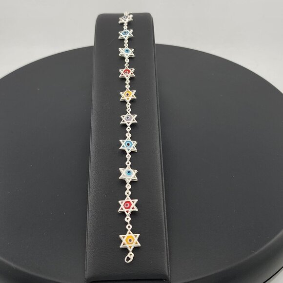 Jewelry - Dainty Multi Star Evil Eye Bracelet in 925 Sterling Silver